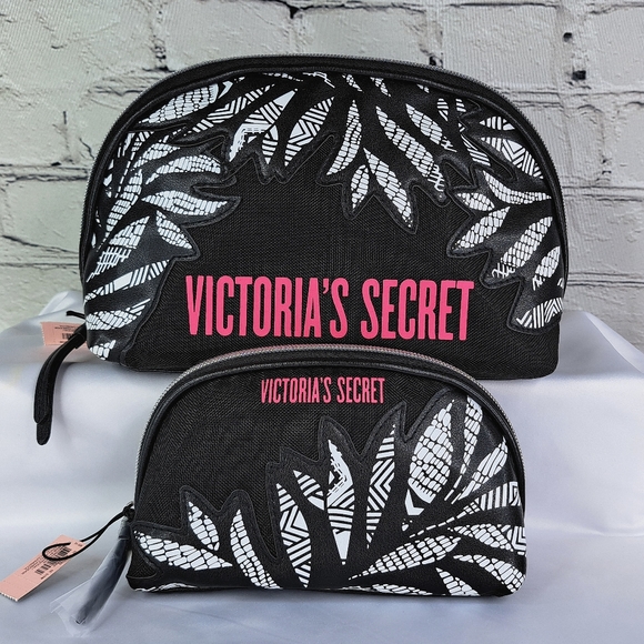 VICTORIA'S SECRET MESH LOGO 2-PIECE COSMETIC BAG SET - Picture 16 of 16